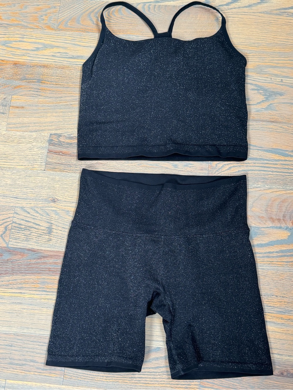 all in motion black sparkle Bike Shorts Set size L